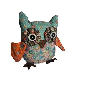Barton and Barton Owl Shelf Sitter Multi-Colored Paisley Fabric
